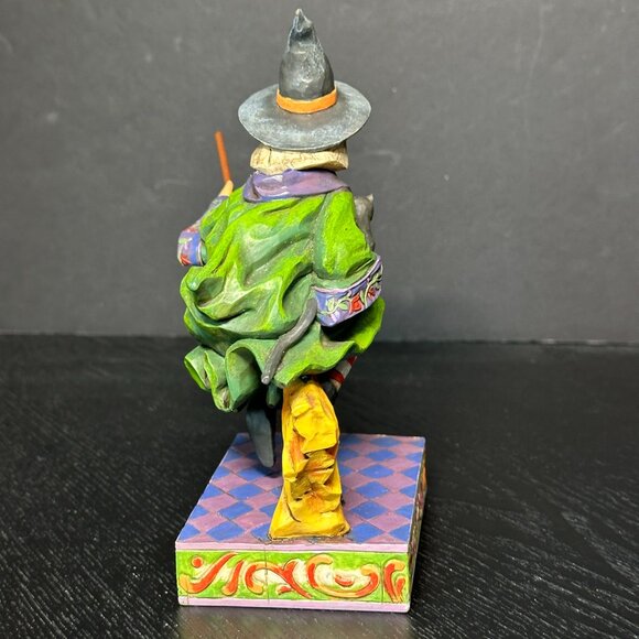 Jim Shore Heartwood Creek "Swept Away" Witch on Broom w/Black Cat - 2006 - Picture 5 of 10